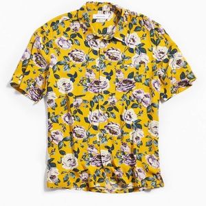 OU Rayon Short Sleeve Button Down Shirt Floral